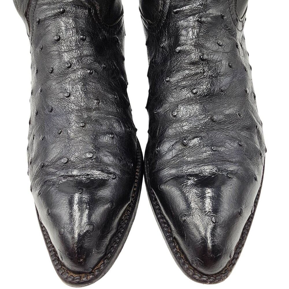 Vintage Honcho Boots Exotic Full Quill Ostrich Black Cowboy Western Mens 10D USA - Picture 2 of 16
